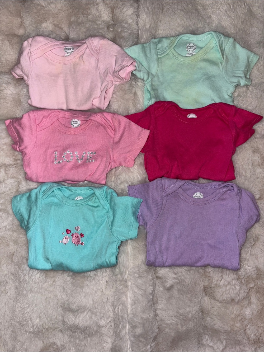Baby Girls 6-Pack Short Sleeve Bodysuits - Pastel Mix